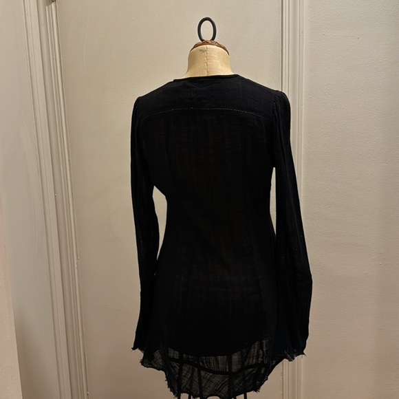 FREE PEOPLE Greta Gauze button down tunic | NWT| XS |black| - Picture 7 of 9